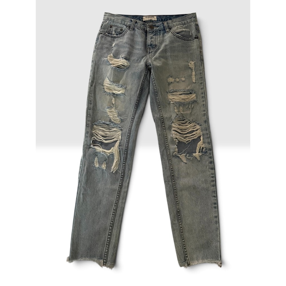 One x OneTeaspoon Awesome Baggies Distressed Jeans Light Wash Blue Size 26